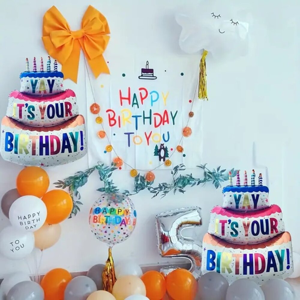 2PK🔥 New Cute Big Colorful 40" White Cakes It's Your Birthday Party - Picture 3 of 5